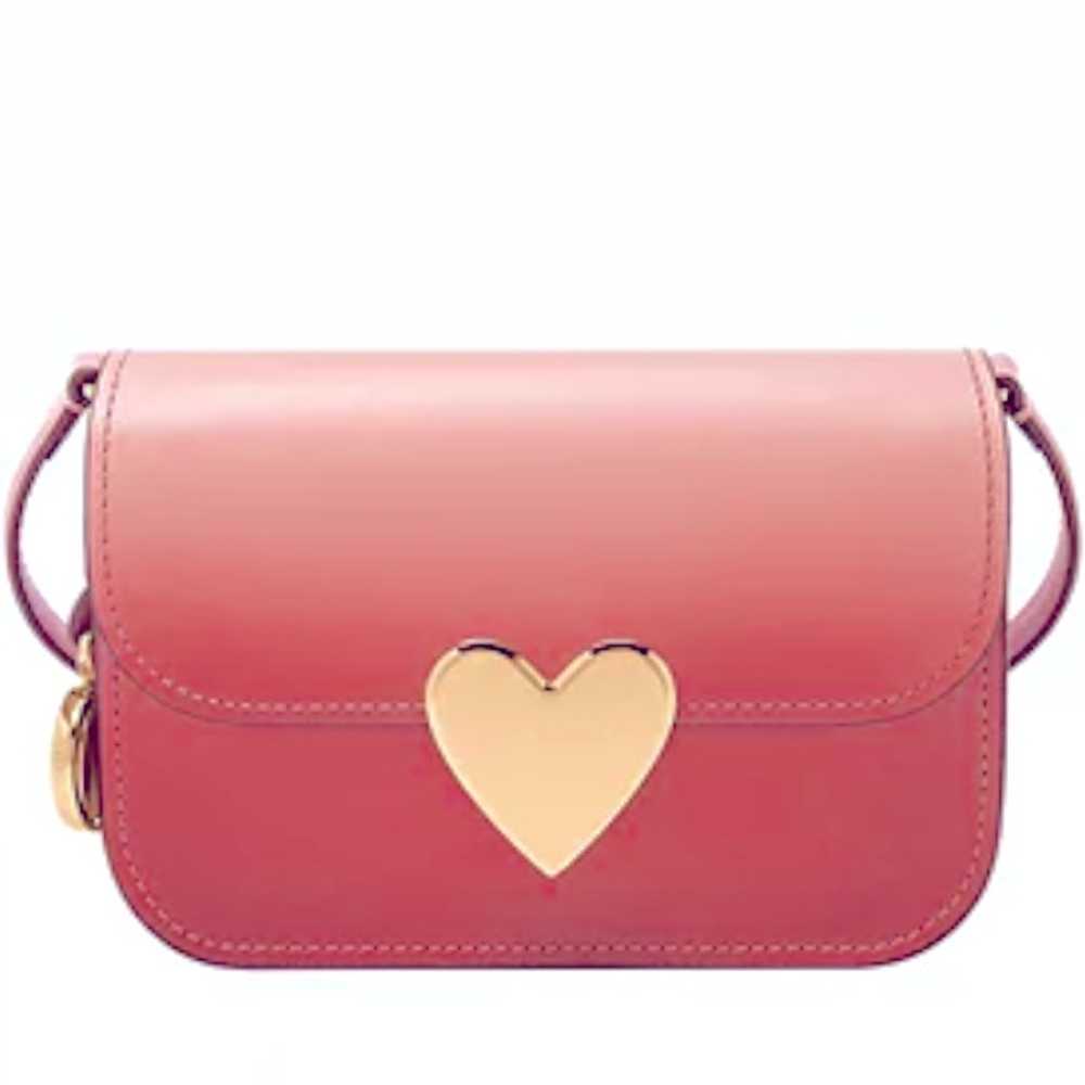 Lovely Fossil pink leather small flap bag.